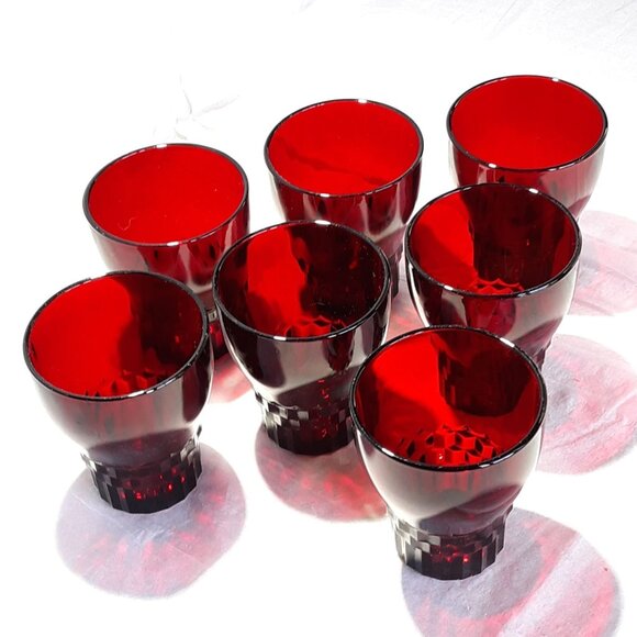 Windsor Royal Ruby by Anchor Hocking 7- 10 Oz Flat Tumblers Holiday Christmas - Picture 2 of 5